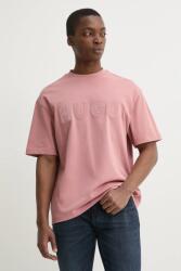 HUGO pamut póló rózsaszín, férfi, nyomott mintás, 50525765 - rózsaszín S