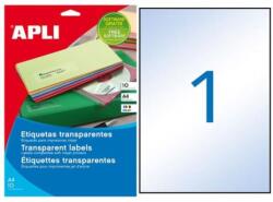 APLI Címkék, 210x297 mm, poliészter, APLI, átlátszó, 10 címke/csomag, 10 lap