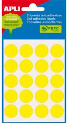 APLI Etikett, 19 mm kör, kézzel írható, színes, APLI, sárga, 100 etikett/csomag (02063) - tonerpiac