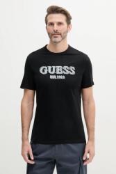 Guess pamut póló fekete, férfi, nyomott mintás, M5GI07 I3Z14 - fekete M