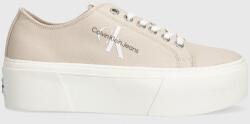 Calvin Klein sportcipő FLATFORM+ CUPSOLE LOW TXT - bézs Női 41