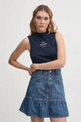 Tommy Hilfiger pamut top félgarbó nyakú, sötétkék, WW0WW44573 - sötétkék M