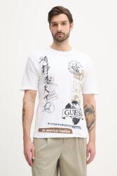 Guess pamut póló fehér, férfi, nyomott mintás, M5GI26 KCH21 - fehér M