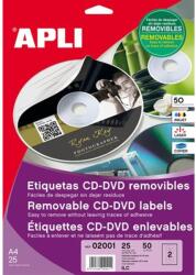 Apli Etikett, CD/DVD, A4, matt, eltávolítható, APLI, 25lap/cs (02001) - nyomtassingyen