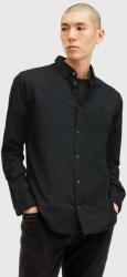 AllSaints pamut ing HAWTHORNE LS SHIRT férfi, galléros, fekete, slim, M150SB - fekete XL