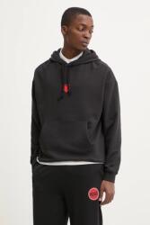 HUGO BOSS pamut melegítőfelső fekete, férfi, nyomott mintás, kapucnis, 50530577 - fekete XXL