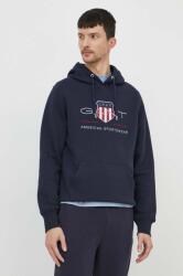 Gant felső sötétkék, férfi, nyomott mintás, kapucnis - sötétkék XL - answear - 57 990 Ft