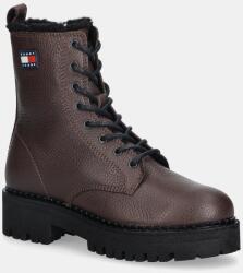 Tommy Jeans bőr csizma TJW URBAN LACEUP BOOT WL - barna Női 38