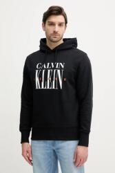 Calvin Klein pamut melegítőfelső fekete, férfi, nyomott mintás, kapucnis, J30J327520 - fekete L