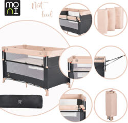 Moni Next level utazóágy lehajtható oldalfal 2 szint bézs - manopalota