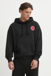 HUGO BOSS pamut melegítőfelső fekete, férfi, nyomott mintás, kapucnis, 50530658 - fekete S