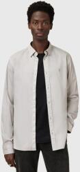 AllSaints pamut ing HAWTHORNE LS SHIRT galléros, fekete, slim, M150SB - szürke XL