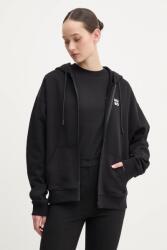 HUGO BOSS pamut melegítőfelső fekete, női, sima, kapucnis, 50535240 - fekete M