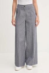 United Colors of Benetton nadrág vászonkeverékből sötétkék, magas derekú széles, 49KBDF091 - sötétkék 32