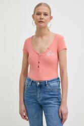 Guess t-shirt HENLEY OLYMPIA női, narancssárga, W4RP47 K1814 - narancssárga S