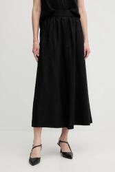 United Colors of Benetton vászon szoknya fekete, midi, harang alakú, 4AGHD004L - fekete S