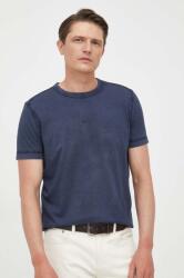 BOSS Orange pamut póló BOSS ORANGE sötétkék, sima - sötétkék S