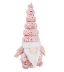  Dekoráció manó sapkában álló plüss arany flitterrel 18x35cm rózsaszín (074080)