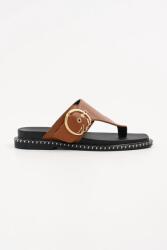 Karl Lagerfeld bőr flip-flop KLEO barna, női, lapos talpú, KL81325 - barna Női 37