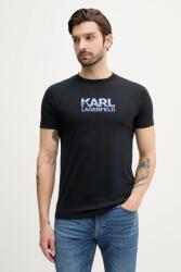 Karl Lagerfeld pamut póló - sötétkék M - answear - 25 990 Ft