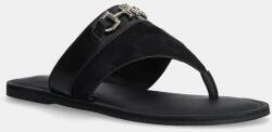 Tommy Hilfiger bőr flip-flop MIXED LEATHER HORSEBIT THONG fekete, női, lapos talpú, FW0FW08506 - fekete Női 38