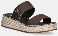 Calvin Klein Jeans papucs SPORTY ROPE MG LTH WEBBING barna, női, éksarkú, YW0YW01704 - barna Női 41