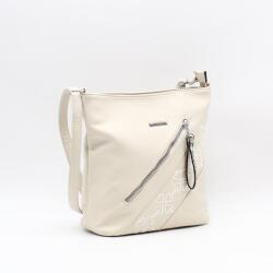 Silvia Rosa bézs erezett / hímzett női műbőr válltáska sr-6085