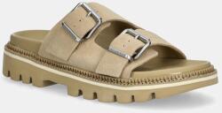 Tommy Jeans papucs velúrból DOUBLE STRAP SANDAL SUEDE - bézs Női 38 - answear - 24 490 Ft