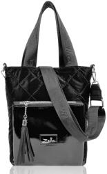  Zellia Női Válltáska/Kézitáska 17095 Fekete - Vízlepergetős - Lakk -steppelt (44996420-1)