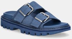 Tommy Jeans papucs velúrból DOUBLE STRAP SANDAL SUEDE - kék Női 40