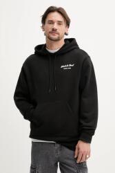 HUGO BOSS pamut melegítőfelső fekete, női, nyomott mintás, kapucnis, 50539141 - fekete XS