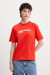 Karl Lagerfeld Jeans pamut póló női, narancssárga, A1W17005 - piros L