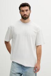 HUGO pamut póló fehér, nyomott mintás, 50535302 - fehér XXL