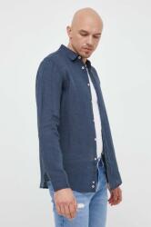 Benetton len ing galléros, sötétkék, regular - sötétkék XL