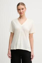 BOSS póló vászonkeverékből - bézs L