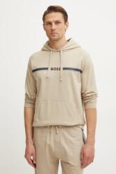 HUGO BOSS pamut pulóver otthoni viseletre bézs, nyomott mintás, kapucnis, 50535854 - bézs L