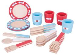 Bigjigs Toys Fa étkészlet pöttyökkel