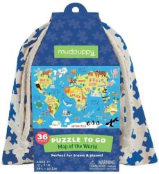 Mudpuppy Puzzle Világtérkép szövetzsákban 36 darab