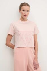 Guess pamut póló ADELE női, rózsaszín, V2YI06 K8HM0 - rózsaszín XS