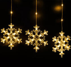  Crystalline toldható LED HÓPEHELY fényfüggöny, 120 x 80 cm, 90 db MELEG FEHÉR LED, átlátszó kábel (KAT 514)