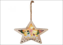  Beltéri fa csillag ajtó-ablak dísz, hóemberes , meleg fehér, 6 LED (SM 17)