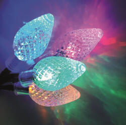  Kristálycsepp fényfüzér, zöld kábel, multi színben, 30 LED, 6 m (KDE 035)