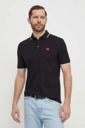 HUGO pamut póló fekete, sima - fekete XL - answear - 26 990 Ft