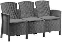  Lima háromszemélyes műanyag kerti kanapé grafit szürke (LBIL2K-GRA)