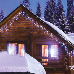  Kültéri toldható jégszikrázó jégcsapfüzér, hideg fehér, 2 x 0, 9 m, 138 LED, fehér gumikábel (KDK 103)