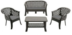 ProGarden Veranda műanyag kerti szett antracit szürke, párnával O310 (O310)