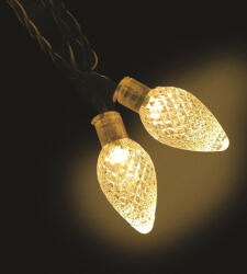 Kristálycsepp fényfüzér, zöld kábel, meleg fehér, 60 LED, 12 m (KDE 061)
