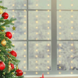  Beltéri fényfüggöny, meleg fehér színben, 3 x 2 méter, 200 LED (SM 89)