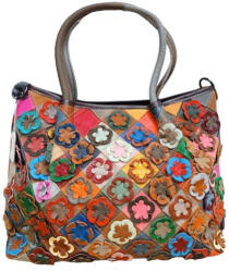 Made in Italy Emilia valódi bőr női táska nagyméretű egyedi színes válltáska (na-3488-multi)