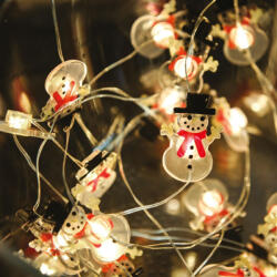  Tündérfény hóemberrel, meleg fehér, ezüst színű rézkábel, 20 LED, 2 m (KDE 322)